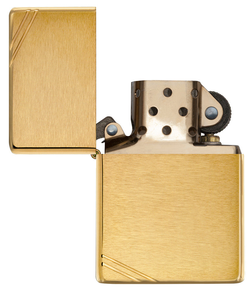 Vintage Brushed Brass with Slashes Pocket Lighter