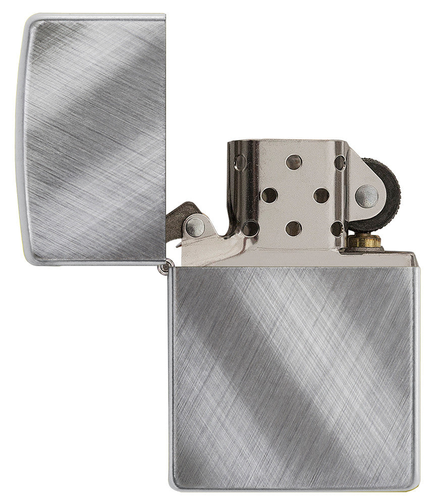 Diagonal Weave Brushed Chrome Pocket Lighter