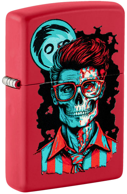 Zippo Dapper Skeleton Design Red Matte Pocket Lighter