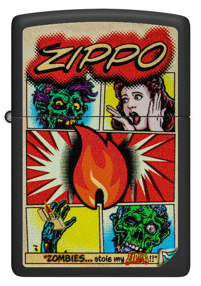 Zippo Comic Zombies Design Black Matte Pocket Lighter