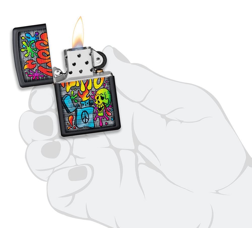 Street Art Design Black Matte Pocket Lighter