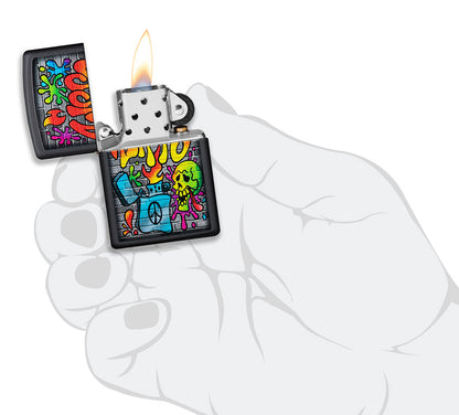 Street Art Design Black Matte Pocket Lighter