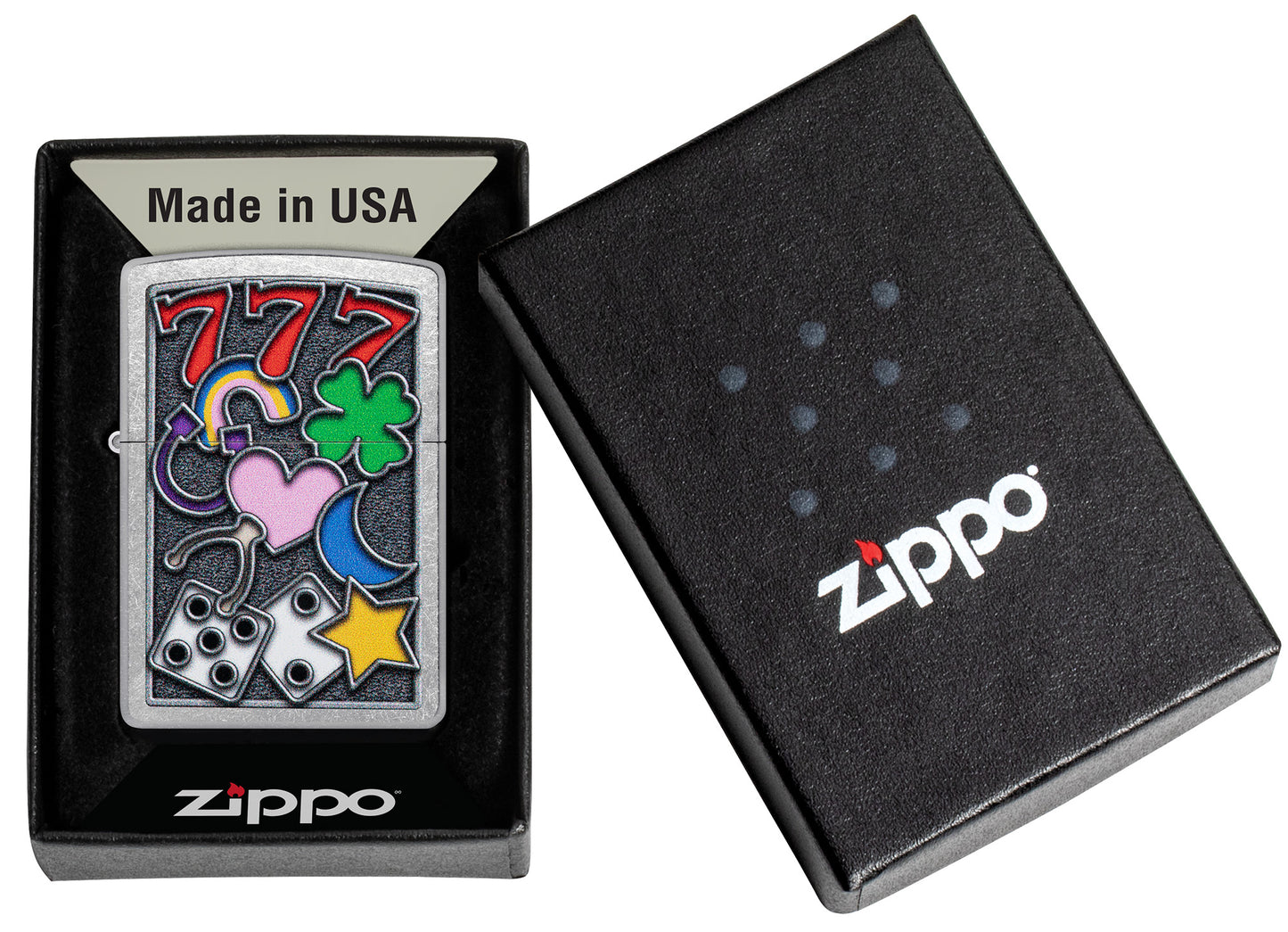 Zippo All Luck Design Street Chrome Pocket Lighter