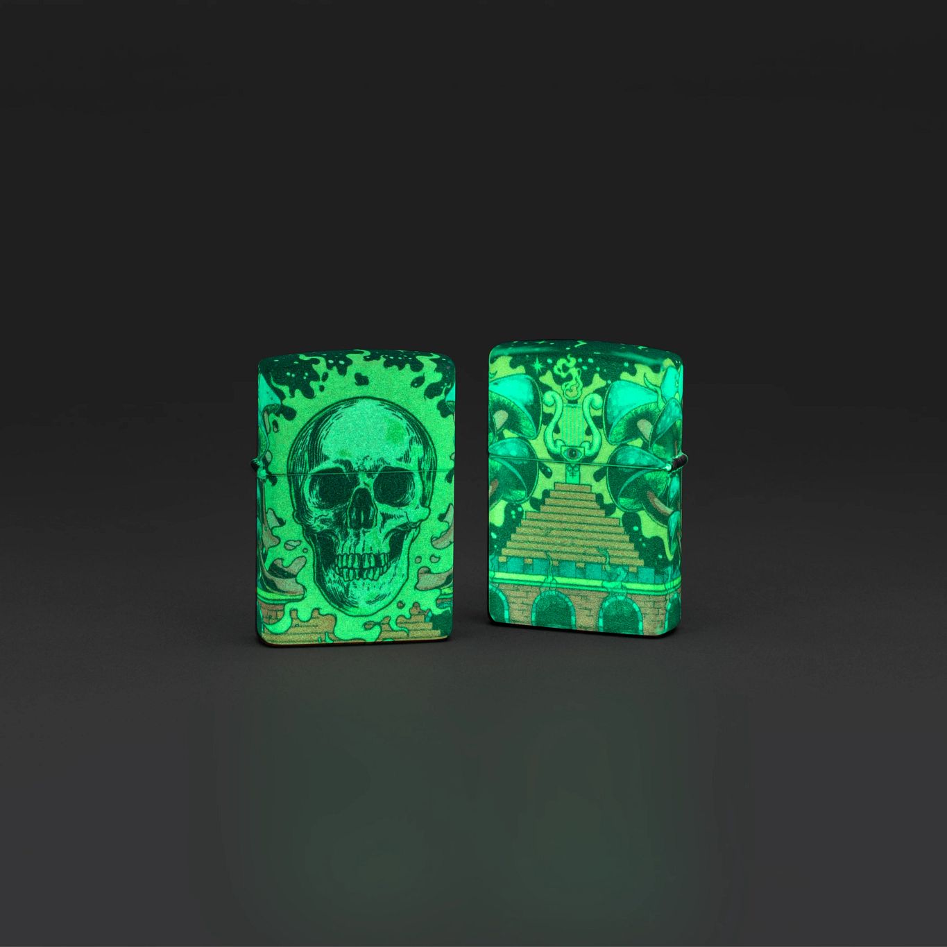 Zippo Trippy Skull Design Glow in the Dark 540 Color Pocket Lighter