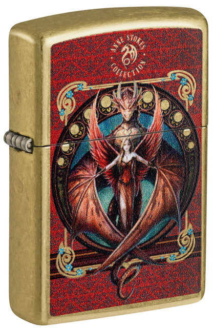 Zippo Anne Stokes Copperwing Dragon Design Street Brass Pocket Lighter