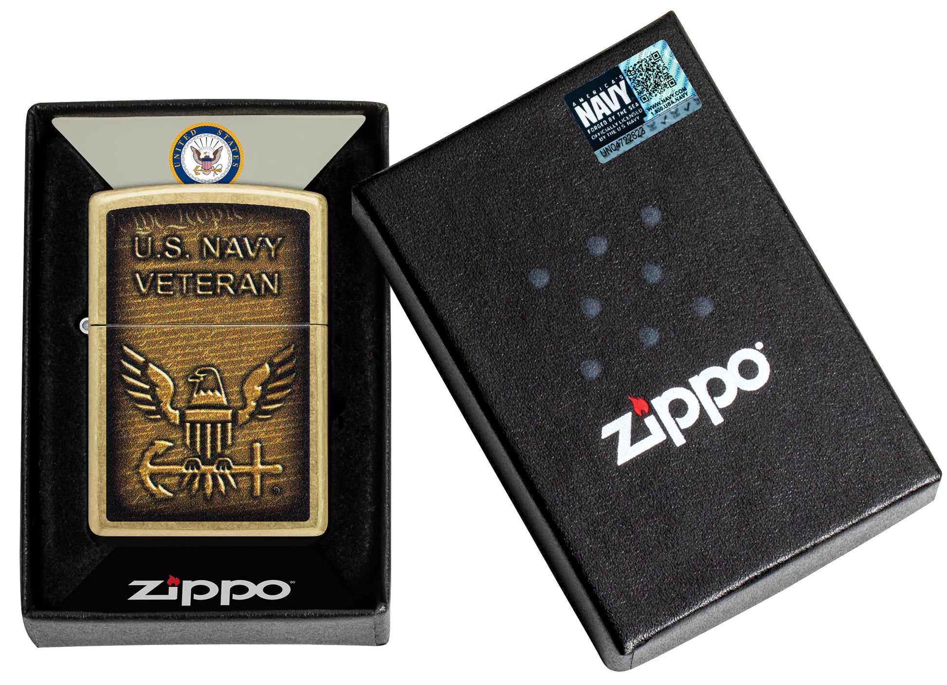 Zippo United States Navy® Street Brass Pocket Lighter