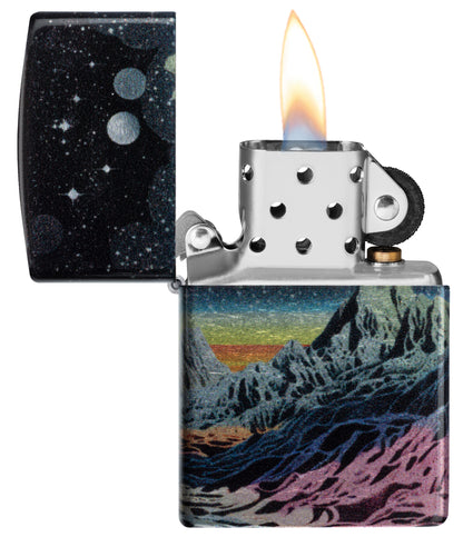 Zippo Space in Color Design 540 Tumbled Chrome Pocket Lighter