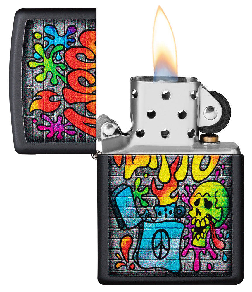 Street Art Design Black Matte Pocket Lighter