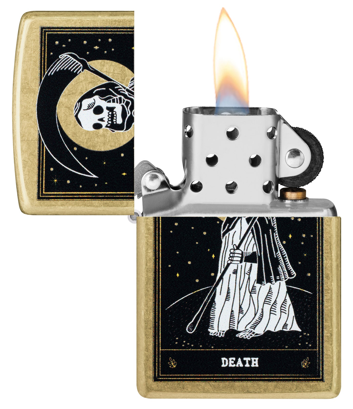 Zippo Death Card Desig Street Brass Pocket Lighter