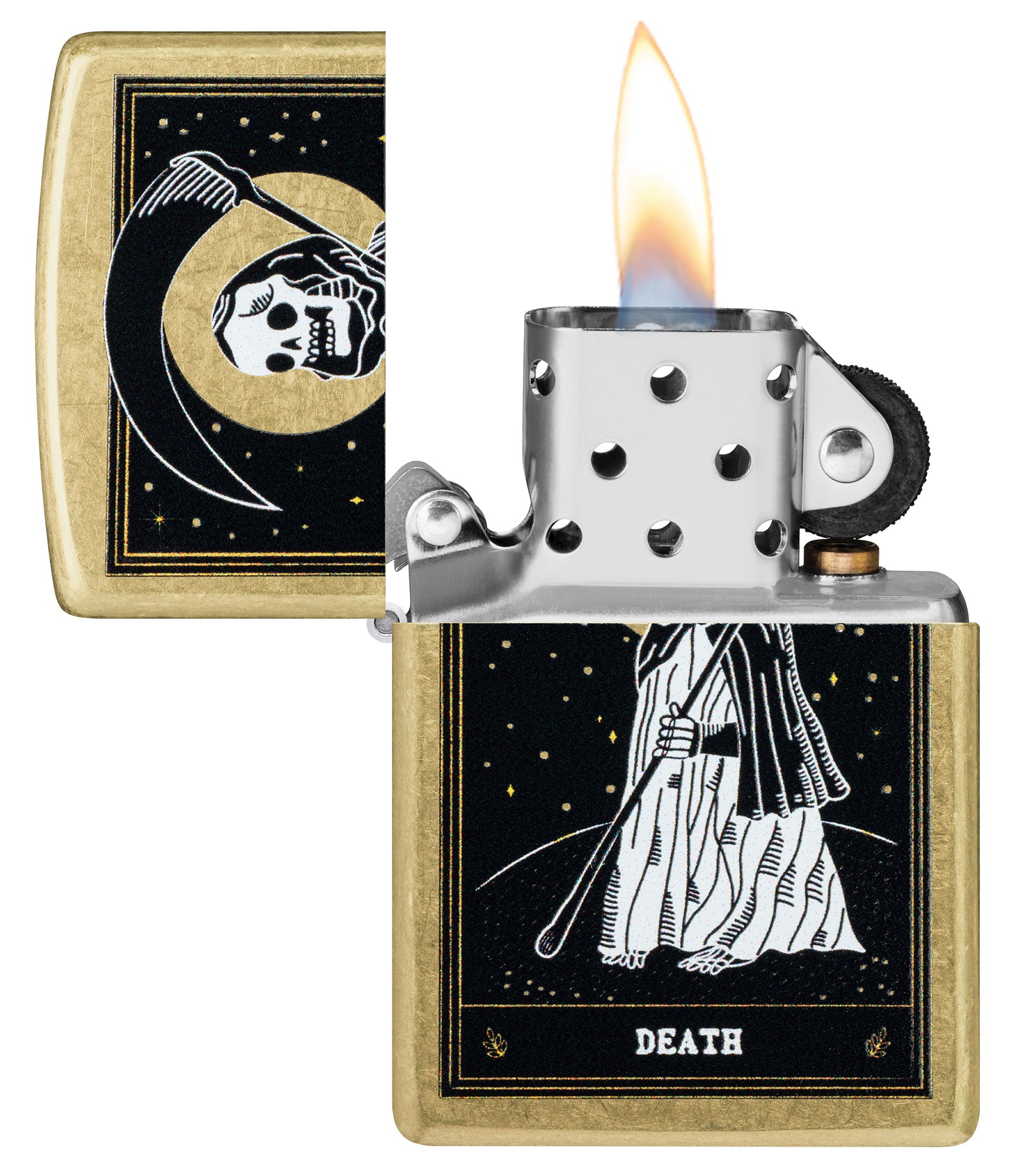 Zippo Death Card Desig Street Brass Pocket Lighter