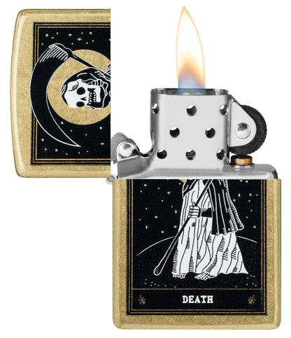 Zippo Death Card Desig Street Brass Pocket Lighter