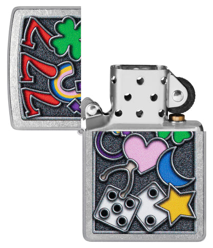 Zippo All Luck Design Street Chrome Pocket Lighter