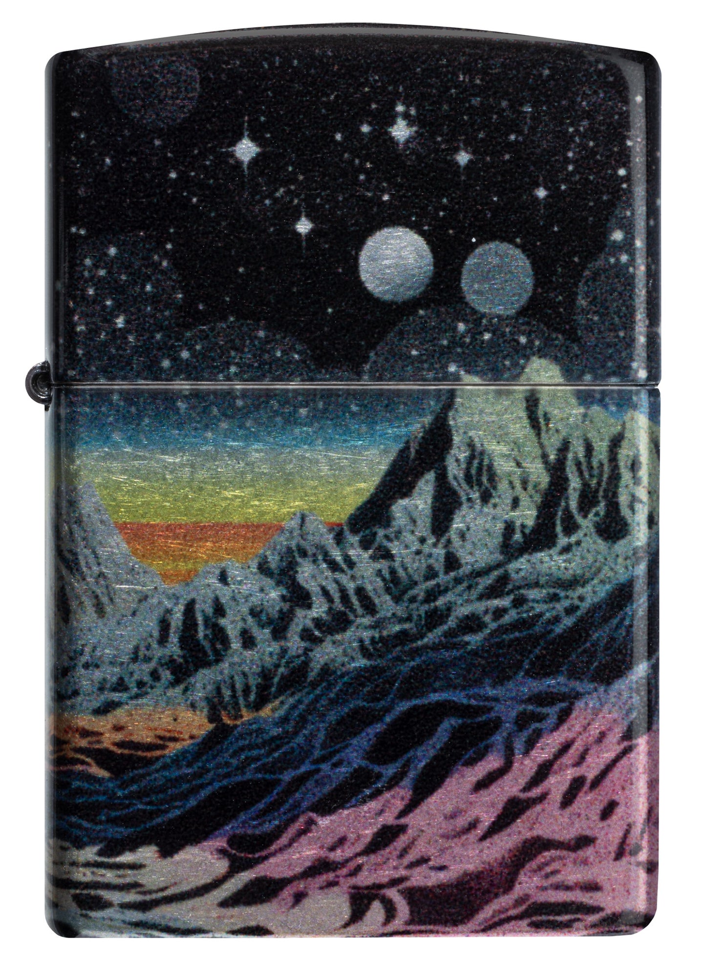 Zippo Space in Color Design 540 Tumbled Chrome Pocket Lighter