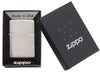 Armor® Brushed Chrome Windproof Lighter in its packaging