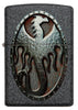 Front view of Metal Dragon Shield Design Iron Stone Lighter