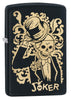 Front view of the Joke Skeleton Tipping Hat with Bronze Swirls on Black Matte Lighter shot at a 3/4 angle 