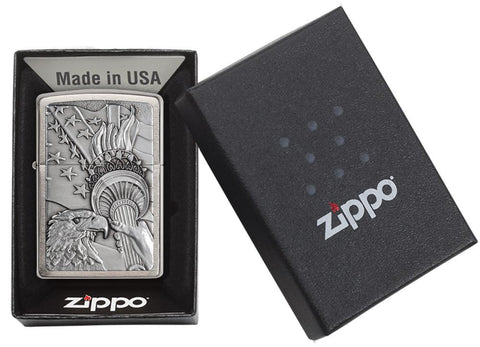 20895, Patriotic Eagle with Stars, Emblem Attached, Brushed Chrome Finish