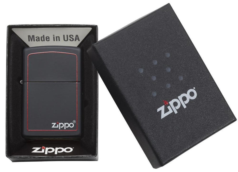 218ZB, Classic Black and Red Zippo, Color Image, Black Matte, Classic Case