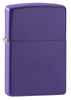 Purple Matte windproof lighter facing forward at a 3/4 angle