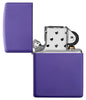 Purple Matte windproof lighter with the lid open and not lit