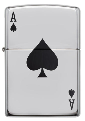 24011, Black Ace of Spades Card, Color Image, High Polish Chrome Finish