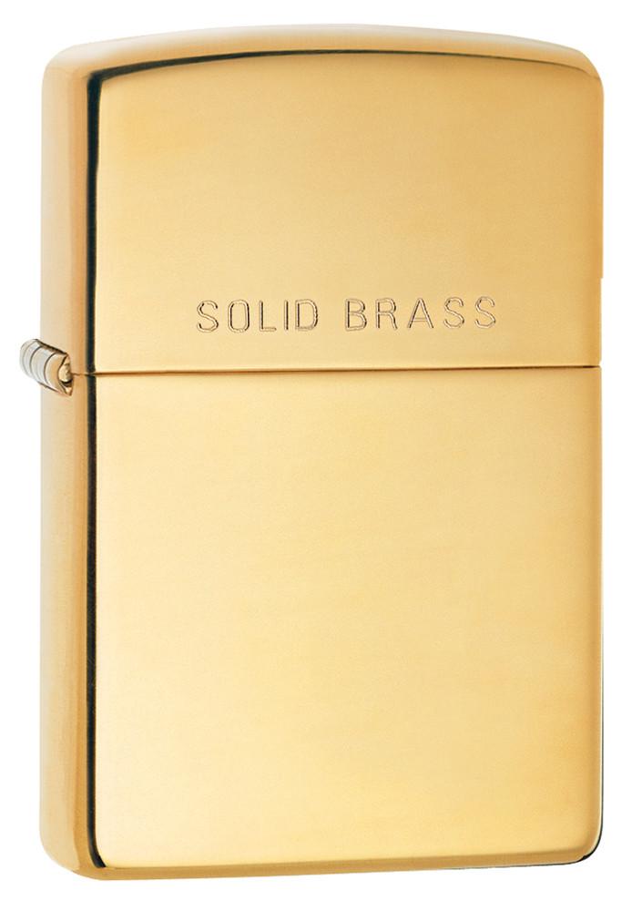 254, "Solid Brass," Auto Engrave, High Polish Brass, Classic Case