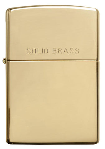 254, "Solid Brass," Auto Engrave, High Polish Brass, Classic Case