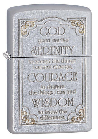 28458, "God grant me the serenity to accept the things I cannot change, Courage to change the things I can, and Wisdom to know the difference." Auto Two Tone Engraving, Satin Chrome Finish