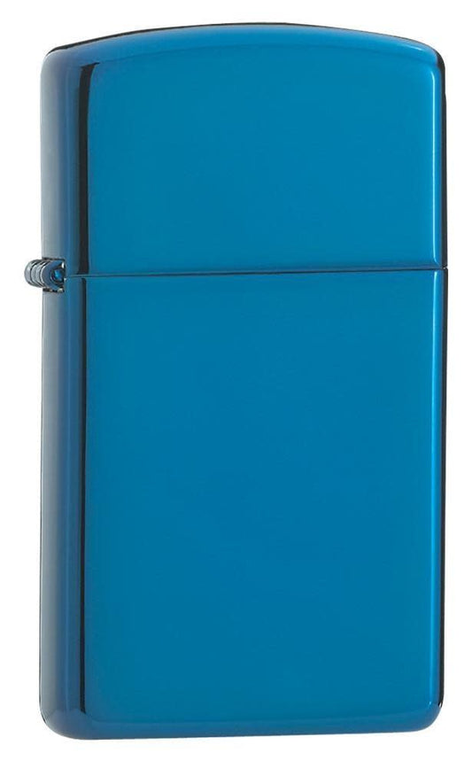 Front shot of High Polish Blue Finish with Slim Case standing at a 3/4 angle