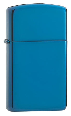Front shot of High Polish Blue Finish with Slim Case standing at a 3/4 angle