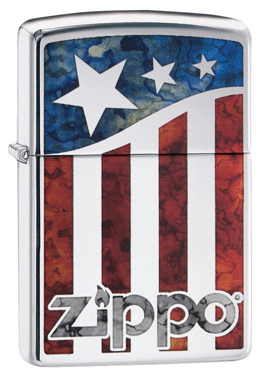 29095, Zippo US Flag, Fusion, High Polish Chrome, Classic Case