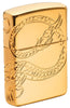 Back view of Armor® Asian Dragon 360-Degree Gold-Plate Windproof Lighter standing at a 3/4 angle