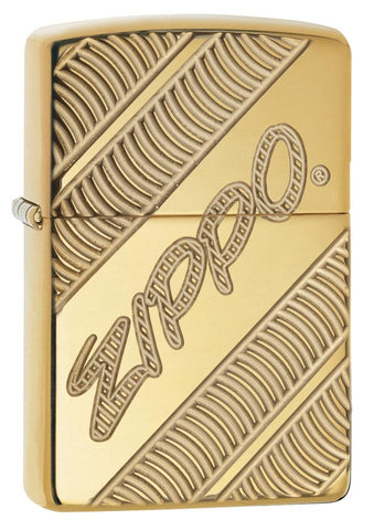 29625 Zippo Coiled Deep Carve Engraving on a High Polish Brass Lighter
