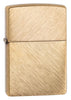 Front view of Classic Herringbone Sweep Brass Windproof Lighter standing at a 3/4 angle