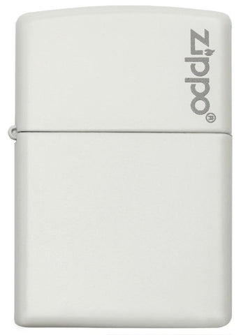 Front shot of Classic White Matte Zippo Logo Windproof Lighter 