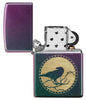 Raven Design Iridescent windproof lighter with its lid open and not lit
