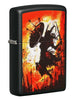 Front shot of Warrior Design Black Matte Windproof Lighter standing at a 3/4 angle