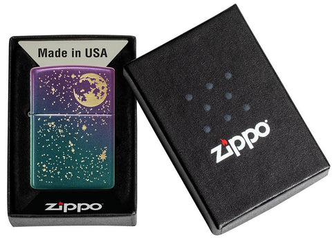 Starry Sky Design Iridescent Windproof Lighter in its packaging