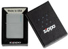 Classic Flat Grey Zippo Logo Windproof Lighter in its packaging