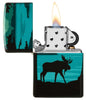 Moose Landscape Design 540 Color Windproof Lighter with its lid open and lit