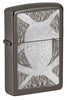Front shot of John Smith Gumbula Owl Black Ice® Windproof Lighter standing at a 3/4 angle