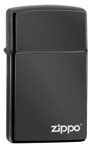 Front view of the Slim Ebony Finish with Zippo Logo shot at a 3/4 angle