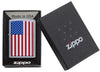 Patriotic Street Chrome Windproof Lighter in its packaging.