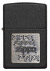Front view of the Black Crackle Gold Zippo Logo Emblem Lighter 