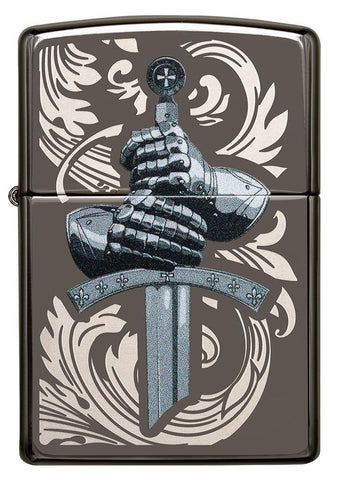 Front of Knights Glove Design Black Ice Windproof Lighter