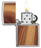 Woodchuck USA Cedar Windproof Lighter open and lit