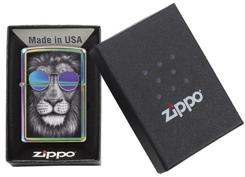 Spectrum Lion in Sunglasses Windproof Lighter in its packaging