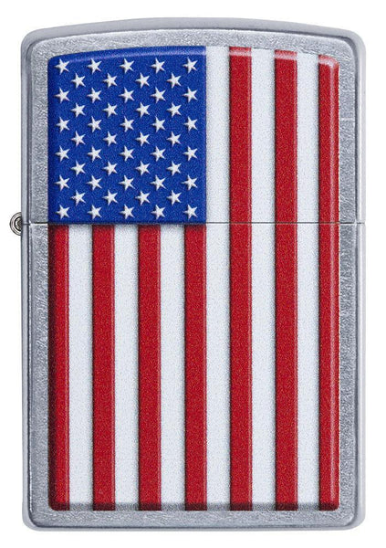 Front shot of Patriotic Street Chrome Windproof Lighter.