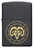 Front of Aries Zodiac Sign Design Black Matte Windproof Lighter
