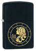 Front shot of Virgo Zodiac Sign Design Black Matte Windproof Lighter standing at a 3/4 angle